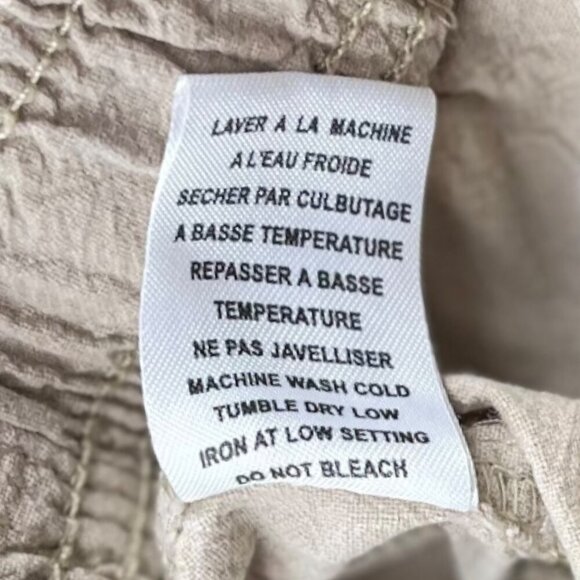 Classic Edition Beige Cropped Pants Size S | 100% Cotton Drawstring Waist Pocket - Picture 9 of 9